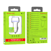 Автомобильное З/У Borofone BZ14A 1USB/Type-C 3.0A 20W QC3.0 белый (1/42/168) 