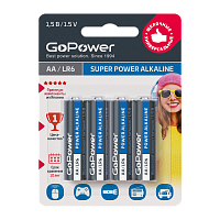 Батарейка GoPower LR6 AA BL4 Alkaline 1.5V (4/48/576)