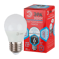 Лампа светодиодная ЭРА P45 E27 6W 4000К 220-240V шар Eco (1/10/100)