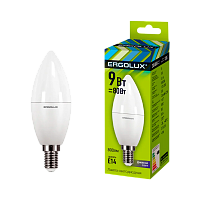 Лампа светодиодная Ergolux C35 E14 9W 6500К 172-265V свеча (1/10/100)
