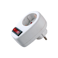 Розетка Volsten SA 1/1-ZDV 1гн. 16A С/З с выкл. белый (1/100)