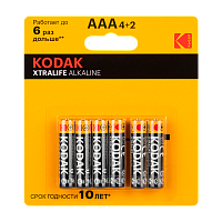 Батарейка Kodak XTRALIFE LR03 AAA BL4+2 Alkaline 1.5V (6/72/288) 