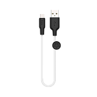 Кабель HOCO X21 Plus USB (m)-microUSB (m) 0.25м 2.4A силикон черный белый (1/30/300)