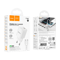 Сетевое З/У HOCO C146A Type-C 20W PD3.0 с кабелем Type-C белый (1/30/180)