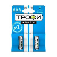 Батарейка Трофи LR03 AAA BL2 Alkaline 1.5V (2/40/480/23040)