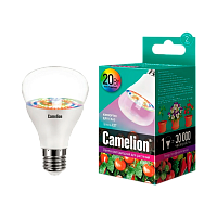 Лампа светодиодная Camelion 20W 220-240V груша ФИТО для аквариумов и растений прозрачная (1/20)