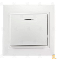 Выключатель Smartbuy 1-клавишный с индикатором 10А белый, керамика "Венера"