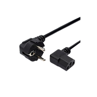 Кабель питания GoPower евровилка-C13 (f) 1.8м ПВХ 0.75мм угловой черный (1/100)