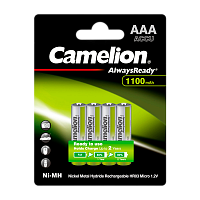 Аккумулятор предзаряженный RTU Camelion HR03 AAA BL4 NI-MH Always Ready 1100mAh (4/48/576) 