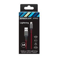 Кабель Ergolux ELX-CDC09-C43 USB (m)-Lightning (m) 1.5м 3.0A черный красный в коробке (1/10/240)
