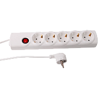 Сетевой фильтр Volsten Spi 5x5-Z 5р.С/З 10A 5.0м 3x0.75мм² с выкл. белый (1/15)