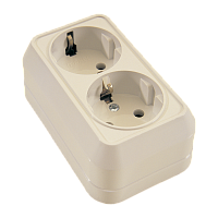 Розетка Makel Siva Ustu 2гн. 16A С/З кремовый 45282 (1/10)