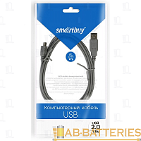 Кабель Smartbuy K-619 USB (m)-miniUSB (m) 1.8м силикон стаб.напр. черный (1/200)
