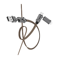 Кабель HOCO S22 USB (m)-Lightning/2xType-C 1.2м 3.0A ткань черный (1/16/160)