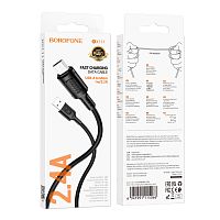 Кабель Borofone BX111 USB (m)-microUSB (m) 1м 2.4A ПВХ черный