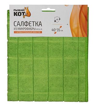 Салфетка Рыжий кот MFSA-01 40х35см микрофибра  антибакт. (1/10/120)