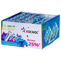 Батарейка Космос LR6 AA + LR03 AAA БОКС48 Alkaline 1.5V в картонной упаковке (48/576) 