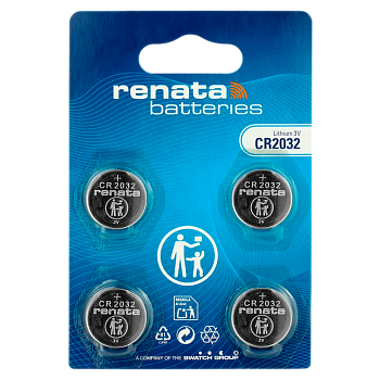 Батарейка Renata CR2032 BL4 Lithium 3V (4/40/400) 