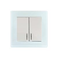 Выключатель Прогресс Glass 2-клав.10A ABS + Керамика с индикатором белый (1/10/100)