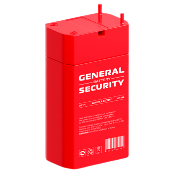 Аккумулятор свинцово-кислотный GENERAL SECURITY GS1.0-4 4V 1.0Ah