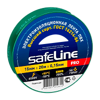 Изолента Safeline 15мм*20м ПВХ зеленый (10/200)