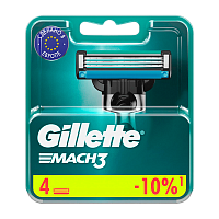 Сменные кассеты Gillette "MACH3" 3 лезвия 4шт. (цена за 1 шт) RUS (4/40)
