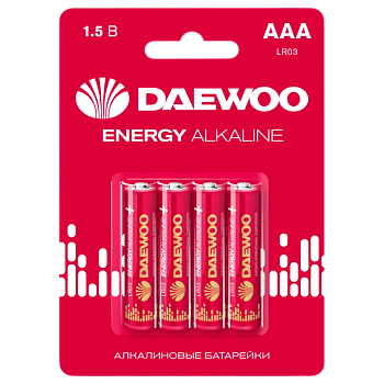 Батарейка Daewoo ENERGY LR03 AAA BL4 Alkaline 1.5V (4/40/960) 