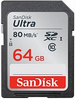 Карта памяти SD SanDisk ULTRA 64GB Class10 UHS-I (U1) 80 МБ/сек  | Ab-Batteries | Элементы питания и аксессуары для сотовых оптом