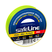 Изолента Safeline 15мм*20м ПВХ желтый зеленый (10/200)