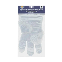 Перчатки Aviora L ПЭ одноразовые 100шт. на подвесе (1/100)