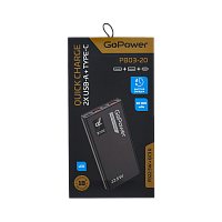 Внешний аккумулятор GoPower PB03-20 20000mAh 3.0A 22.5W 2USB/Type-C черный (1/50)