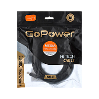 Кабель GoPower HDMI (m)-HDMI (m) 5м ПВХ ver.1.4 черный Premium Zip-Lock c подвесом (1/50)