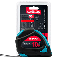 Рулетка измерительная Smartbuy ONE Tools 10м*25мм пластик 2 фиксатора прорезиненная голубой (1/48)