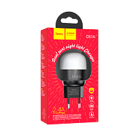 Сетевое З/У HOCO C87A 2USB 2.4A с ночником черный (1/8/80)