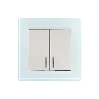 Выключатель Прогресс Glass 2-клав.10A ABS + Керамика с индикатором белый (1/10/100)