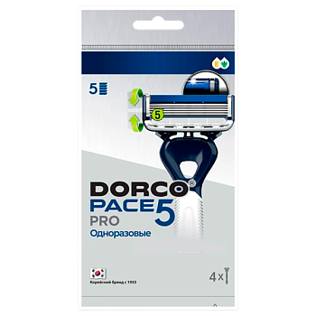 Бритва одноразовая DORCO "PACE5 PRO" 5 лезвий с триммером 4шт. (1/12)