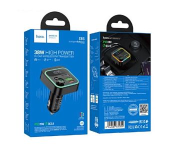 FM-трансмиттер HOCO E85 2USB+Type-C bluetooth 5.4 PD20W/QC3 черный (1/120)