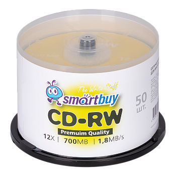 Диск CD-RW Smartbuy 700MB 4-12x 80min 50шт. cake box (50/250) 