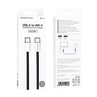 Кабель Borofone BX103 Type-C (m)-Type-C (m) 1м 3.0A 60W ткань черный (1/360)