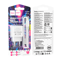 Сетевое З/У HOCO C109A Type-C 20W PD3.0 с кабелем Lightning белый (1/27/162)