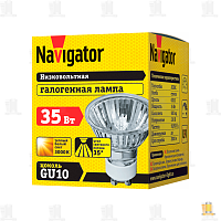 Лампа галогенная Navigator JCDR GU10 35W 3000К 230V софит прозрачная (1/10/200)