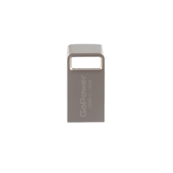Флеш-накопитель GoPower MINI 16GB USB2.0 металл серебряный (1/50/1000)