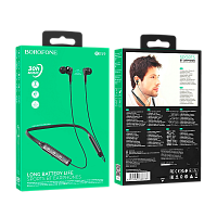 Наушники вставные Borofone BE59 bluetooth 5.3 с микр. с шейным шнурком черный (1/90) 