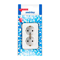 Розетка Smartbuy "Юпитер" 2гн. 16A С/З керамика белый