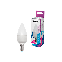 Лампа светодиодная Космос CN E14 7.5W 6500К 220V свеча матовая (1/10/80)