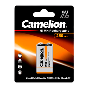 Аккумулятор бытовой Camelion Крона 6F22 9V BL1 NI-MH 250mAh (1/12/240)