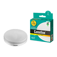 Лампа светодиодная Camelion GX53 8W 3000К 170-265V таблетка матовая (1/5/100)