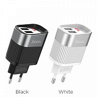 Сетевое З/У HOCO C40A 2USB 2.4A черный (1/25/150)  | Ab-Batteries | Элементы питания и аксессуары для сотовых оптом