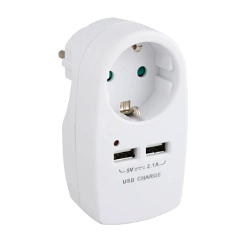 Разветвитель Старт SA 1р.С/З 16A 2USB с защитой от детей белый (1/10/60)