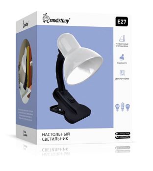 Светильник настольный Smartbuy E27 прищепка белый